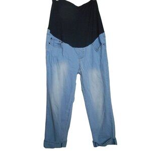 Size L Times two Maternity Jeans pull on belly band cropped and rolled